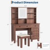 Makeup Vanity Desk with Mirror and Lights, Power Outlet, 2 Drawers, Cushioned Stool, Glass Top Dressing Table for Bedroom Dressing Room - 2 of 4