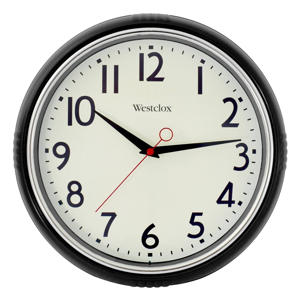 Photos - Wall Clock 12"  with High Bezel Black - Westclox s - Westclox