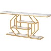 Gulches Modern 4-Tier Console Sofa Accent Table with Storage Shelves, Gold, Faux Marble Top, 70.9" - 2 of 4