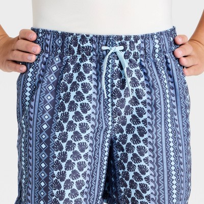Art Class Boys' Geo Striped Swim Trunks with Built in Boxers - art class™ Blues L — фото 3