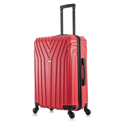 InUSA Vasty Lightweight Hardside Large Checked Spinner Suitcase - Red