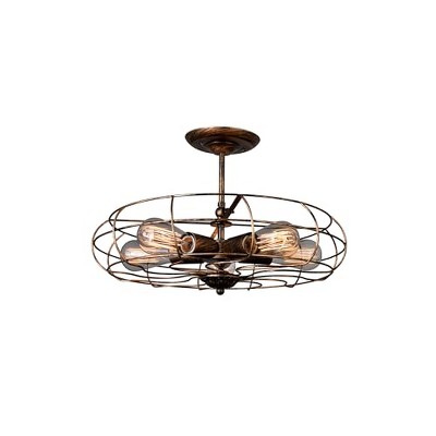 CWI Lighting Pamela 5 Light Flush Mount With Antique Copper Finish