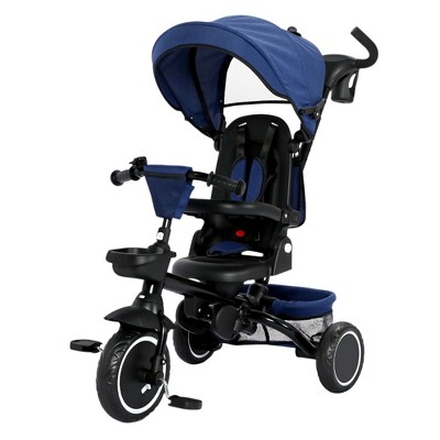 Kinder King 8 in 1 Kids Baby Stroller Tricycle Folding Toddler Trike w/Adjustable Push Handle