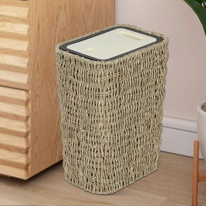 Chery Life 2.6 Gallon Small Rattan Trash Can with Press Top Lid - 1 of 4