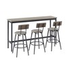 CIPACHO Rustic Gray and Black Industrial 63L x15.7W x37.5H Long Bar Table Set with 3 PU Upholstered Bar Stools - 4 of 4