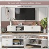TROPOW TV Stand with Storage Drawer, Entertainment Center with 2 Cabinet Doors and 2 Drawers, Low Profile TV Cabinet for TVs up to 75 Inch,White - 4 of 4