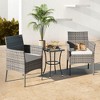 Costway Set of 2 Patio Rattan Arm Dining Chair Cushioned Sofa Furniture White - 2 of 4