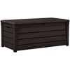Keter Unity 40 Gallon Stainless Steel Top Grilling Bar Cart with Brightwood 120 Gallon Plastic Outdoor Furniture Storage Deck Box, Brown - 3 of 4
