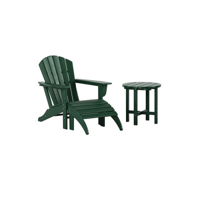 WestinTrends Dylan HDPE Outdoor Patio Adirondack Chair with Ottoman and Side Table (3-Piece)