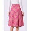 INSPIRE CHIC Women's Tartan Plaid High Waist Belted Vintage A-Line Midi Skirt - 4 of 4