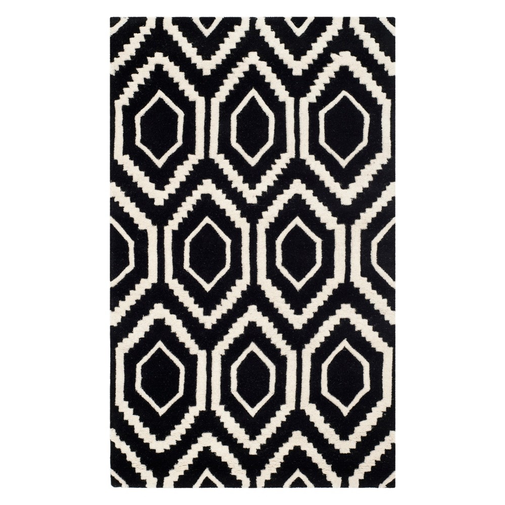 2'x3' Kay Geometric Tufted Accent Rug Black/Ivory - Safavieh