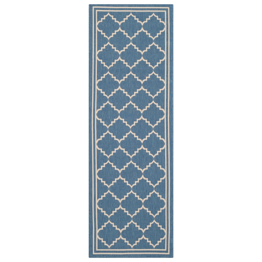 Rochefort 2'3in X 10' Runner Outdoor Rug - Blue / Beige - Safavieh