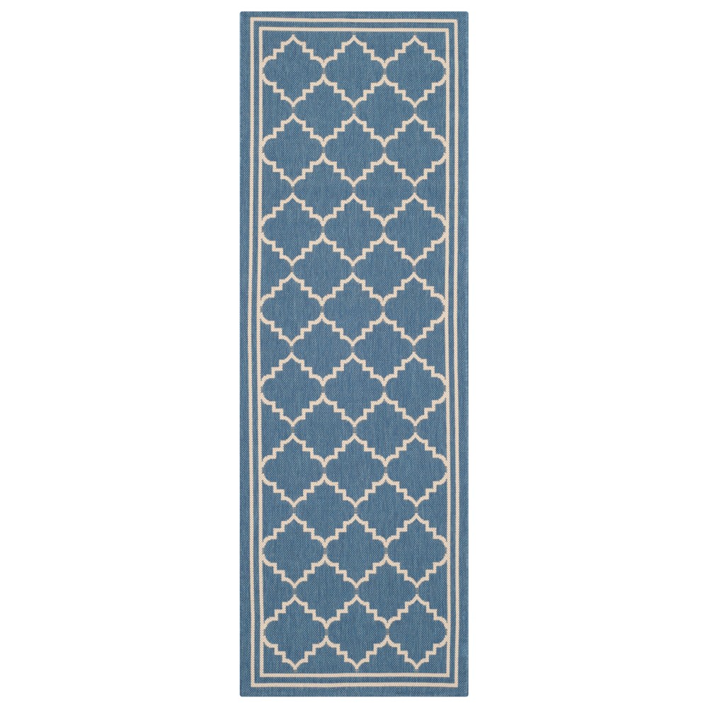 Rochefort 2'3in X 10' Runner Outdoor Rug - Blue / Beige - Safavieh