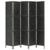 vidaXL 5-Panel Room Divider Black 76"x63" Water Hyacinth - 3 of 4