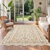 Scalloped Floral Rug Washable Non-Slip Boho Hallway Rug Soft Carpet for Kitchen, Bathroom, Laundry, Entryway - 2 of 4