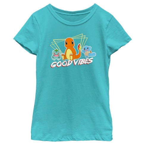 Maglietta Donna Pokémon Good Vibes Starters – Maniche Corte, Colore Nero, Taglia 3XL Plus, Stampa USA