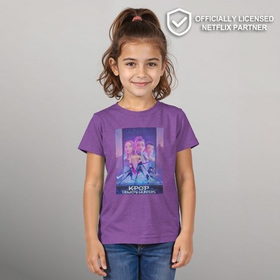 KPop Demon Hunters Girls' KPop Demon Hunters HUNTR/X World Tour Poster T Shirt - Purple Berry - Medium — фото 2