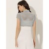 INSPIRE CHIC Women's Lace Stand Collar Pearl Button Short Sleeve Cropped Shrug - 4 of 4