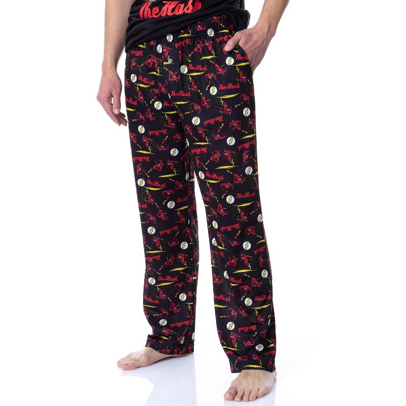 DC Comics Mens' Classic The Flash Crimson Comet Raglan Sleep Pajama Set Black, 3 of 6