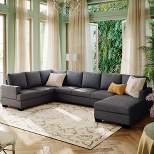 Modern Large Upholstered U-Shaped Sectional Sofa With Extra Wide Recliner - ModernLuxe