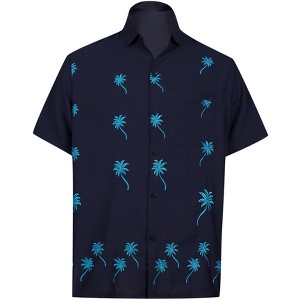 LA LEELA Men's Hawaiian Shirt Fashion Button Down Short Sleeves Holidays Aloha Party Casual Tops Summer Beaches Shirts for Mens - 1 of 4