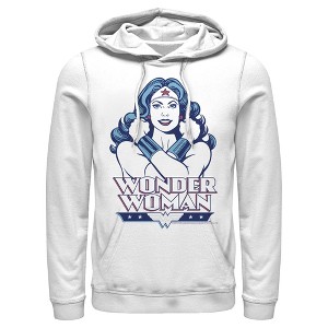 Men's Justice League Cross Chest Portrait Pull Over Hoodie - 1 of 3