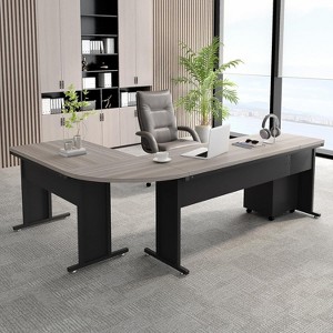 Tribesigns 82.68" L-Shaped Executive Desk with 3-Drawer Mobile File Cabinet - 1 of 4