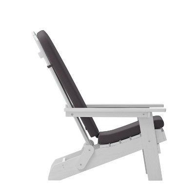 Set of 2 White Folding Adirondack Chairs with Gray Cushions