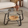QingMoon Round Glass Coffee Table, Modern Living Room Table,  2-Layer Accent Center Table with Metal Frame and Storage Shelf for Apartment - 2 of 4