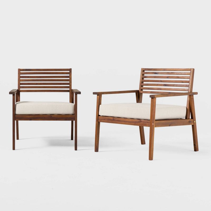 Saracina Home Mid-Century Modern Slatted Outdoor Acacia Arm Chair 
, 5 of 8