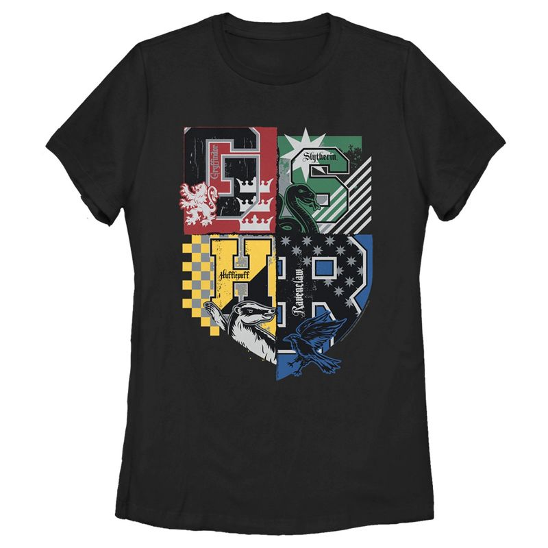 Women's Harry Potter House Crests Shield T-Shirt, 1 of 5