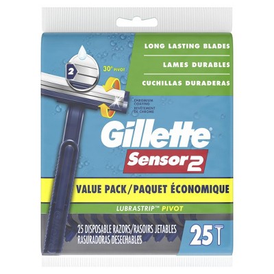 Gillette Sensor2 Pivoting Head Men's Disposable Razors, 25 Count
