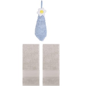 REGALWOVEN 3 Pcs Soft Absorbent Hand Towel Bathroom Decorative Set - 1 of 4