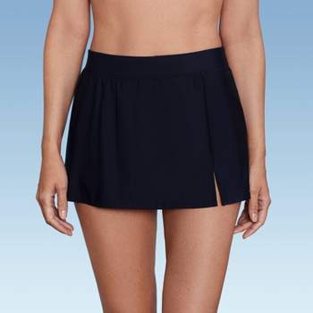 Women's UPF 50 Split Swim Skirt - Aqua Green® Black
