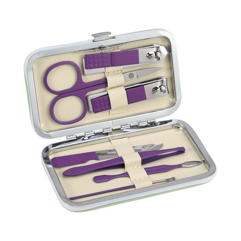 Unique Bargains Stainless Steel Manicure Nail Clippers Pedicure Care Tools 7 in 1 Set, 1 of 7