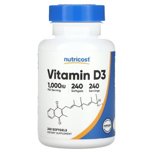 Nutricost Vitamin D3, 1,000 IU, 240 Softgels - 1 of 2