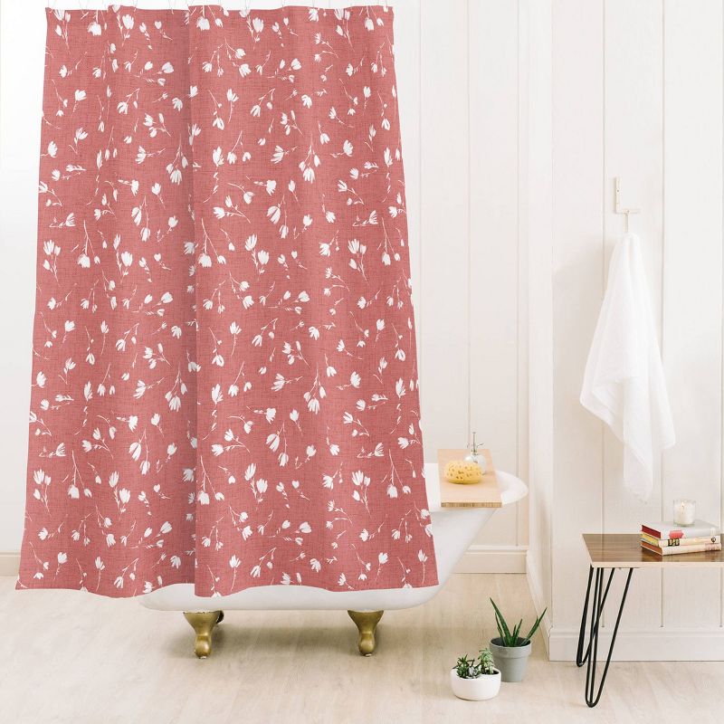 Libby Floral Rosewater Shower Curtain - Deny Designs, 100% Woven Polyester, Machine Washable, Artistic Bathroom Decor, 3 of 5