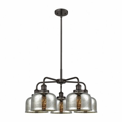 Bell - 5 Light Stem Hung Chandelier In Art Deco Style-14.75 Inches Tall and 26 Inches Wide