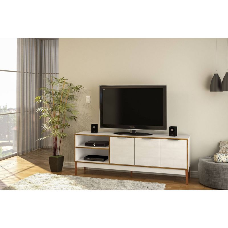 Boston TV Stand for TVs up to 75&#34; White/Light Brown - Polifurniture, 4 of 12