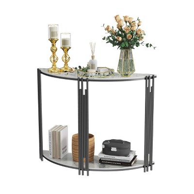 2-Tier Half Moon Console Table Semi-Circle  Room Decor