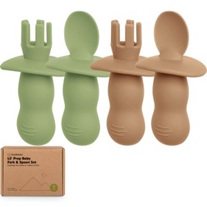 4-Pack Prep Baby Spoons & Forks Set, Self Feeding Baby Utensils 6-18 Months, Silicone BLW Baby Feeding Set, BPA-Free - 1 of 4