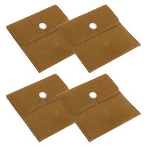 Unique Bargains Earrings Necklaces Rings Velvet Pouches Snap Button Portable Jewelry Storage Bag 4 Pcs - 1 of 4