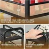 Slim Storage Cart 4 Tier Metal and Wood Rolling Bathroom Cart Black Narrow Kitchen Laundry Room Utility Cart on Wheels - 4 of 4