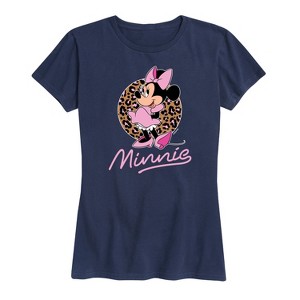 Women's - Disney - Minnie Mouse Leopard Print Silhouette Short Sleeve Graphic T-Shirt - 1 of 4