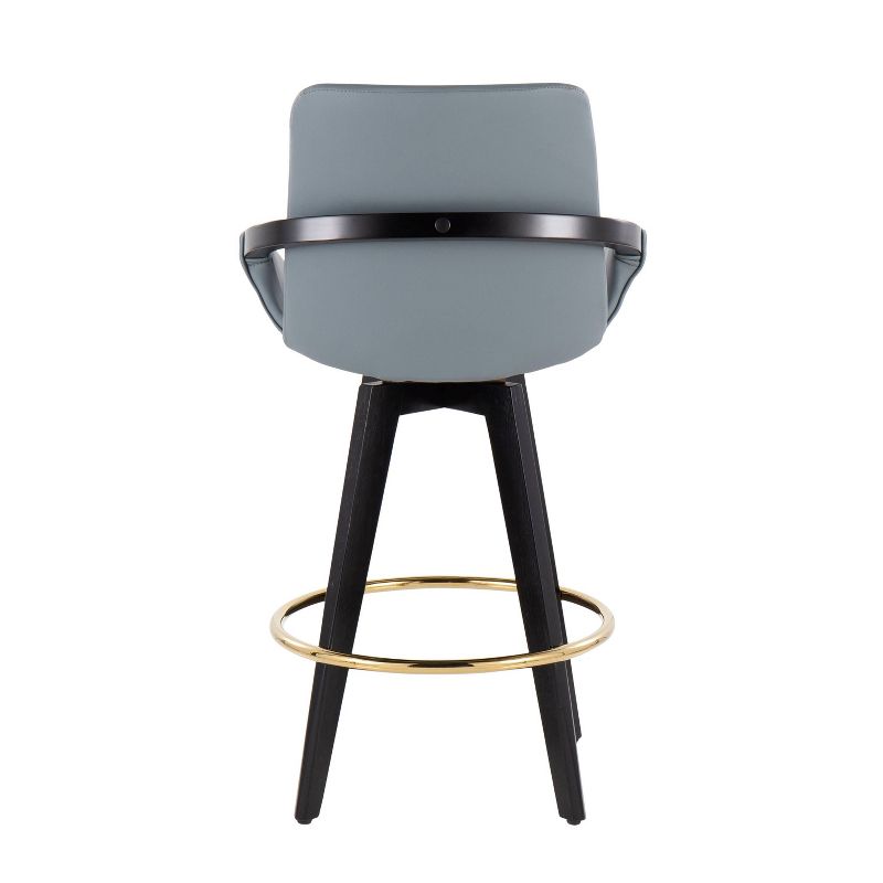 Set of 2 Cosmo PU Leather/Metal/Wood Counter Height Barstools Black/Gold/Gray - LumiSource, 5 of 10