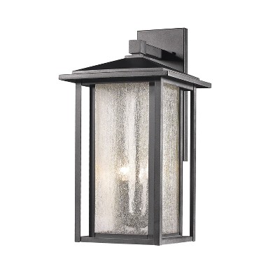 3 Light Outdoor Wall Sconce with Seedy Glass Black - Aurora Lighting