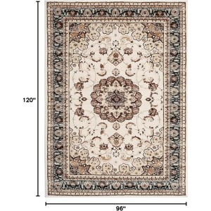 Washable Vintage Area Rug -Traditional Oriental Medallion Floral Design,Stain Resistant Indoor Print Carpet Kid & Pet Friendly - 1 of 4