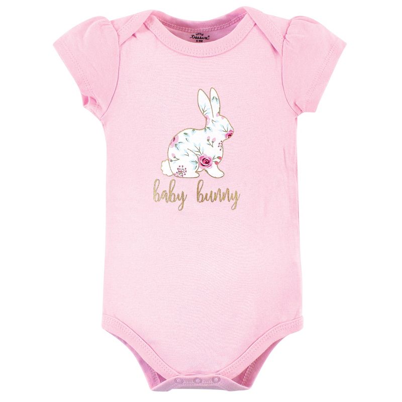 Little Treasure Baby Girl Cotton Bodysuits 3pk, Baby Bunny, 2 of 5