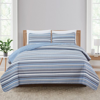 Market & Place Elise Striped Reversible Quilt Set Twin : Target