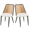 Coolbibila Rattan Kitchen Dining Chairs Set Of 2,Boucle Upholstered Armless Kitchen Dining Chair,Natural Rattan Back Kitchen Dining Chair - 3 of 4